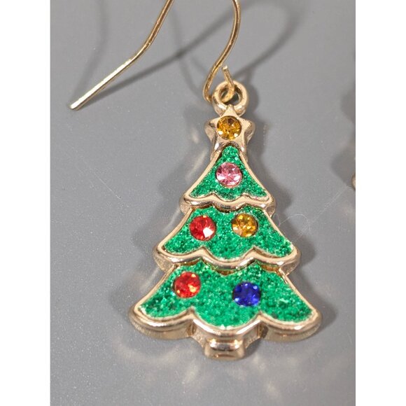 Christmas Tree Glitter Earrings For Pierced Ears By JCM Dangle - Picture 4 of 6